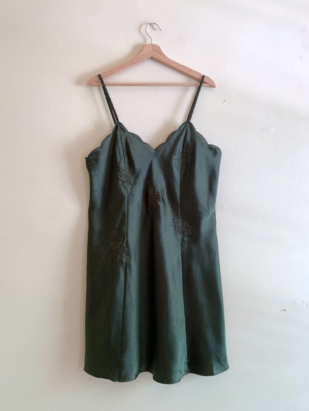 Vintage Erika Taylor Intimates Slip Dress Dark Green Size Large Babydoll Fairy